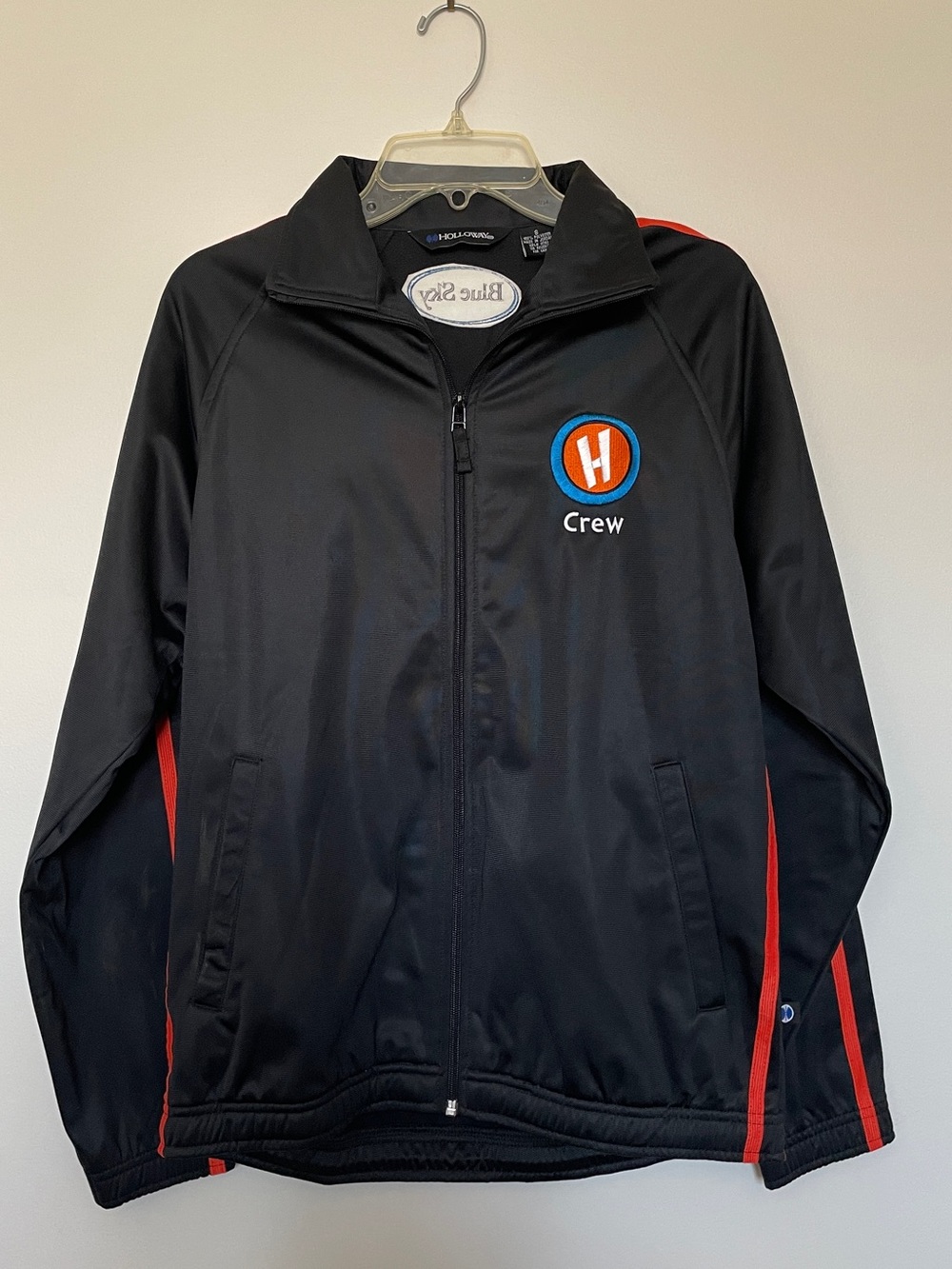 Black Athletic Track Jacket with Red Accents